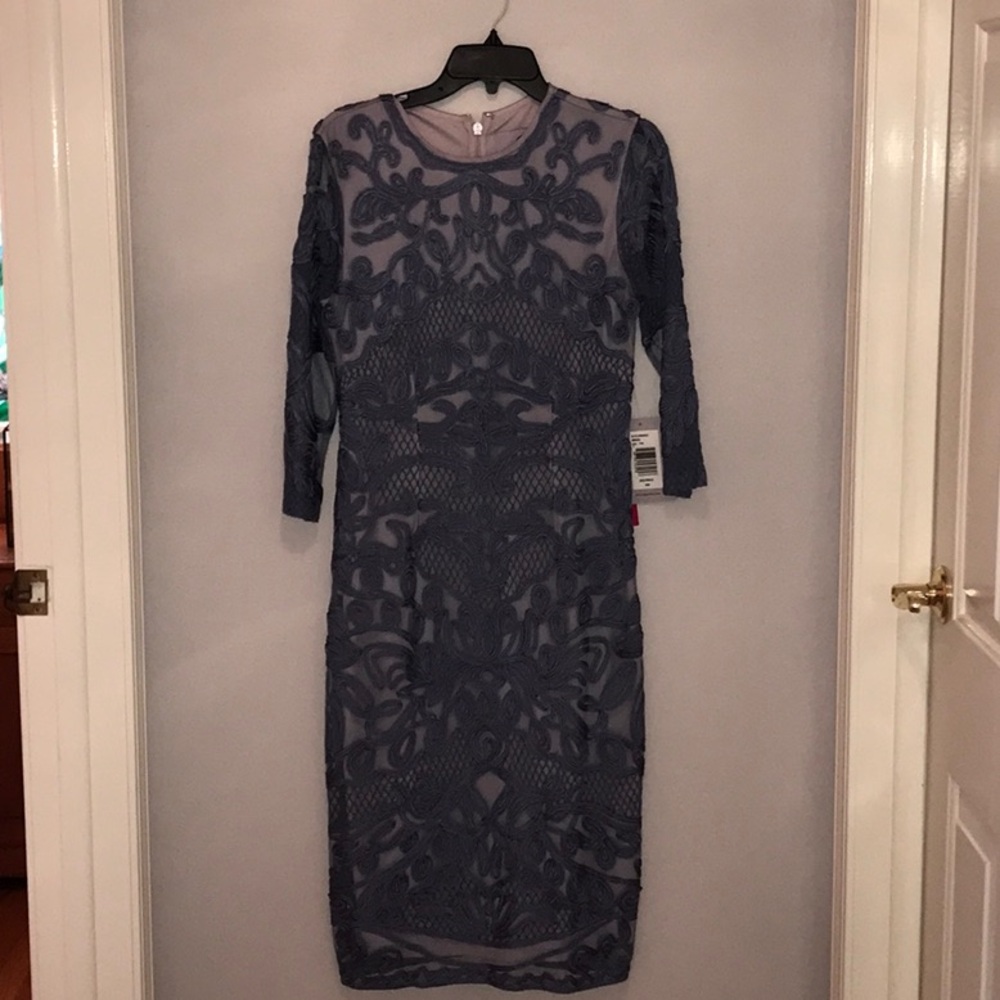 Elegant Navy Blue Lace Dress